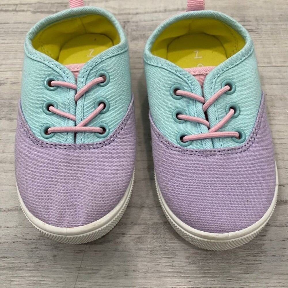 Carter's Dallas Bunge Laces Casual Sneakers Pink, Yellow, Lilac 7 - Picture 2 of 6